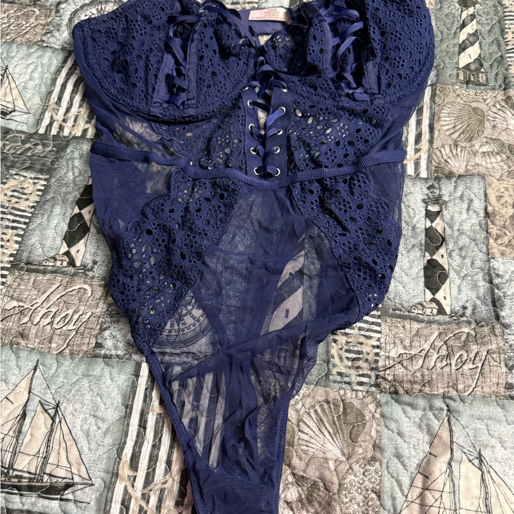 Victoria's Secret Midnight Blue Lace Bodysuit